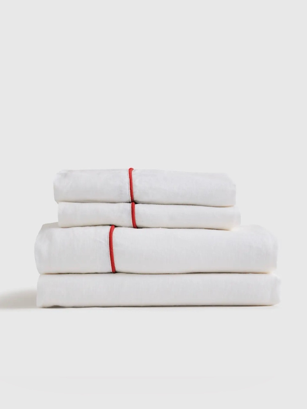 Quince White & Cherry 🍒 Limited Edition SHEET SET, 100% European Linen. Queen.